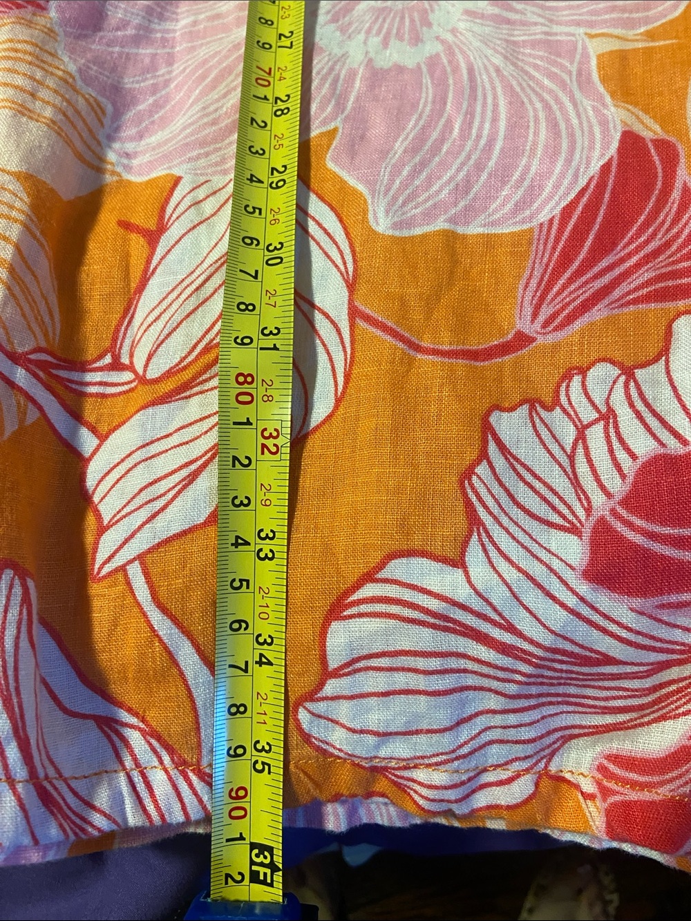 100% linen colorful wide leg pull on pants. Beach, resort, bold. - Picture 5 of 8